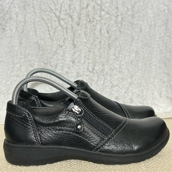 Clarks Womens Black Leather Carleigh Ray SlipOn Casual Loafer Shoes SZ US 9 M - Picture 1 of 12